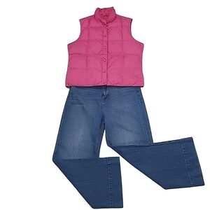 Lands' End Goosedown Quilted Puffy Vest Button Up Snow Ski Sleeveless Y2K Puffer